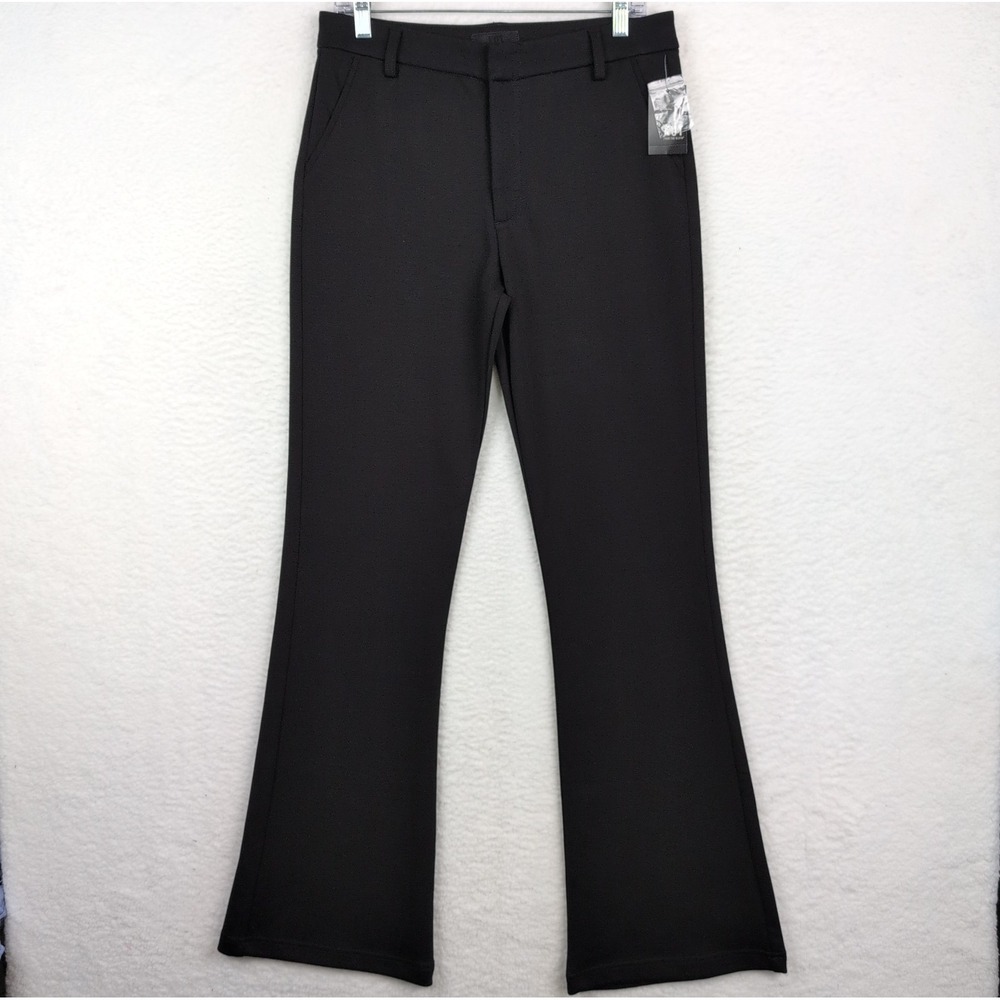 NWT KUT From The Kloth Ana High Rise Trouser Flare Pants Women's 10 Black Fab Ab